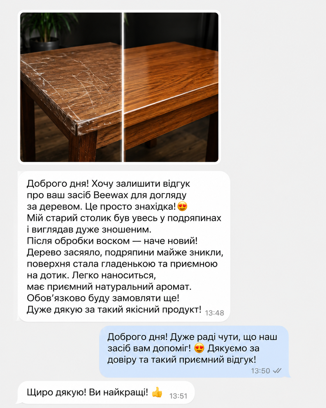 Відгук покупця BeeWax